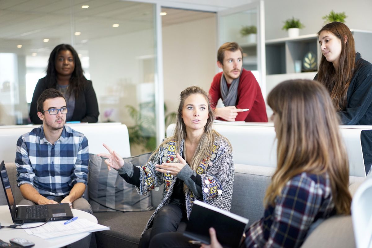 Workplace meeting in the office with colleges